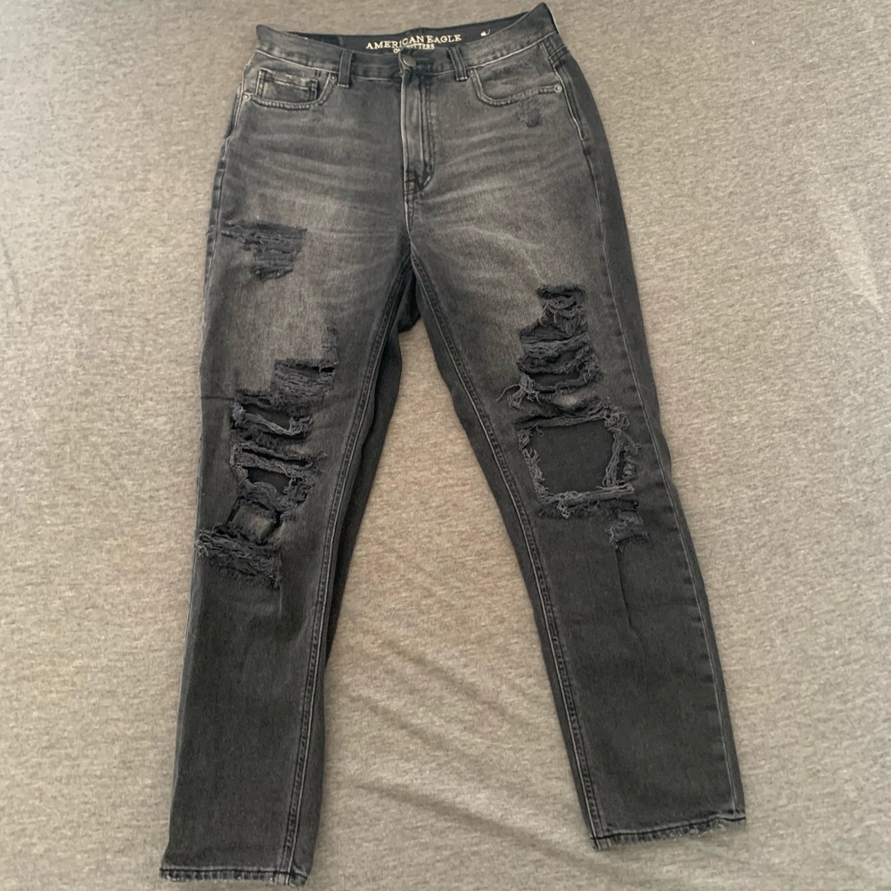 American Eagle distressed mom jeans